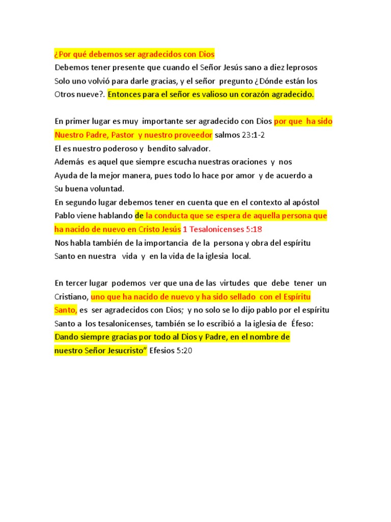 La importancia de ser agradecidos con Dios | PDF | Pablo el apóstol ...