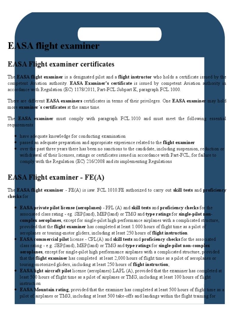 EASA Flight Examiner PDF Flight Instructor Aviation