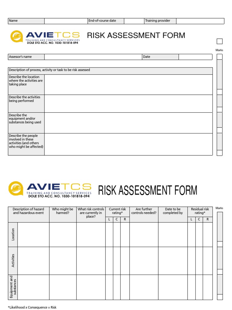 End-of-course risk assessment form | PDF