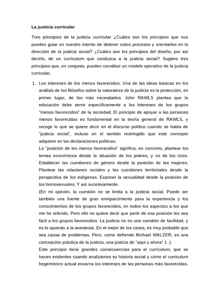 Justicia Curricular: Principios Clave | PDF | Plan de estudios | Justicia