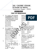 B71 - SBI Bank Clerks' Exam (1) - Original Q & A 2001