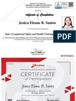 Basic Occupational Safety Certificate for Jenica Santos