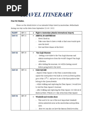 TRAVEL ITINERARY