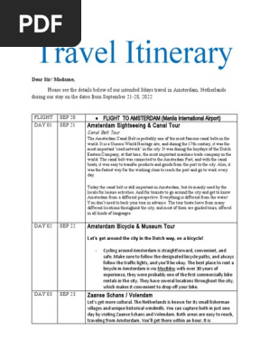 TRAVEL ITINERARY- 