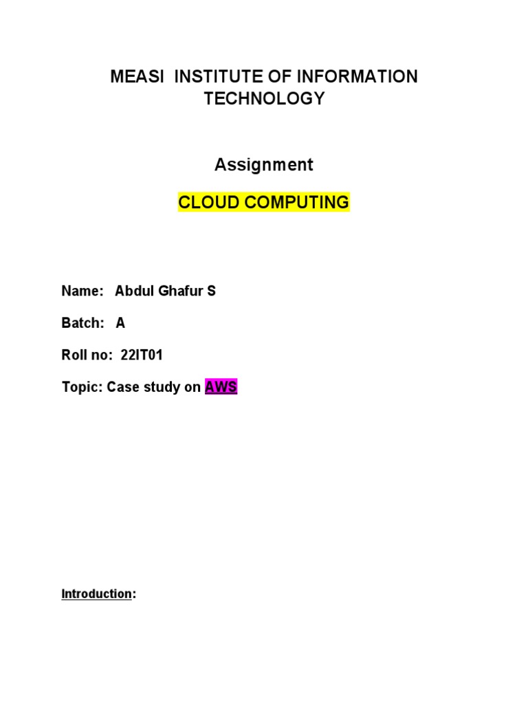 Aws Case Study Pdf Amazon Web Services Cloud Computing