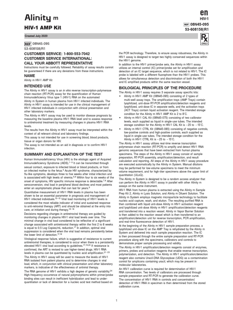 Package Insert Alinity M HIV1 PDF Reverse Transcription