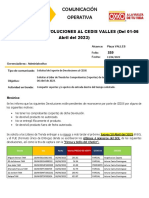 Comunicación Operativa: Soportes de Devoluciones Al Cedis Valles (Del 01-06 Abril Del 2023)