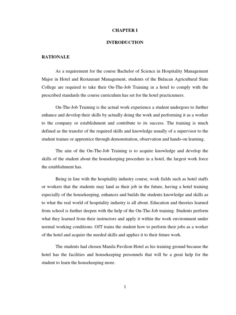 Narrative Report On Hotel Practicum At The Manila Pavilion Hotel Housekeeping Bed