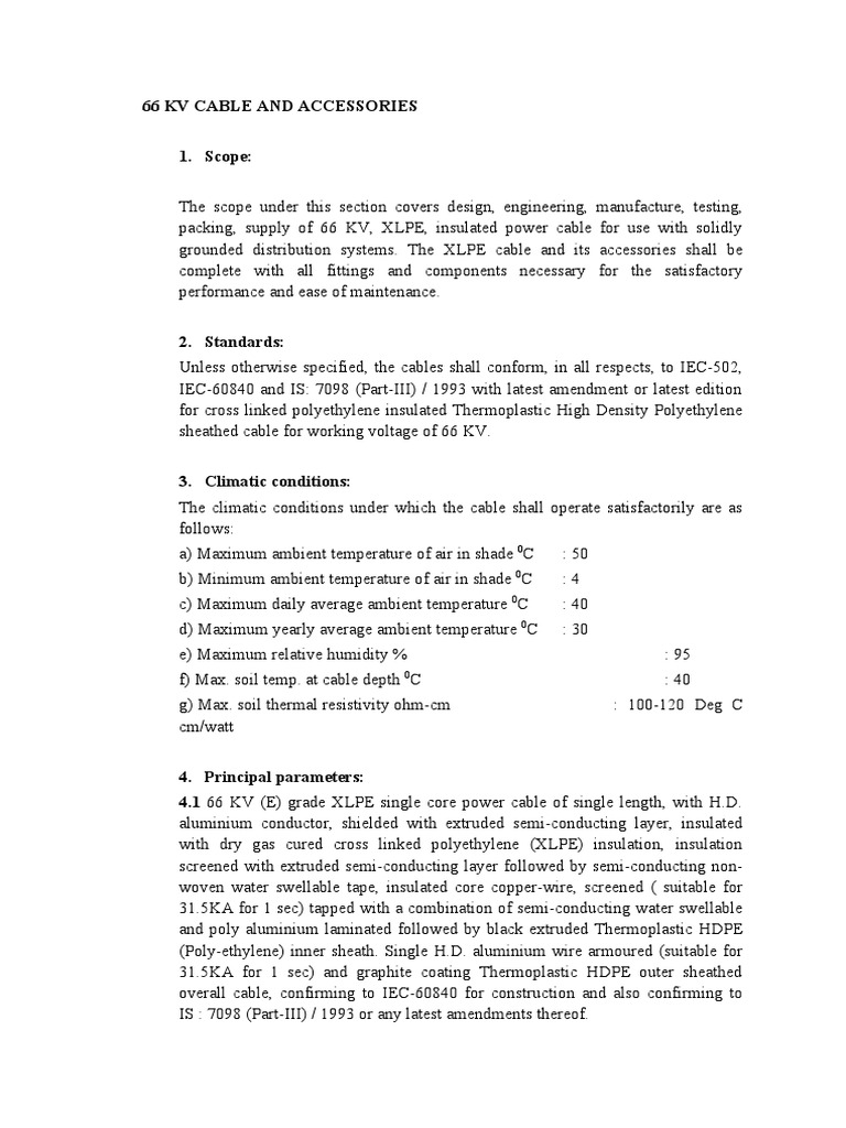 66 KV Cable and Accessories Download Free PDF Insulator