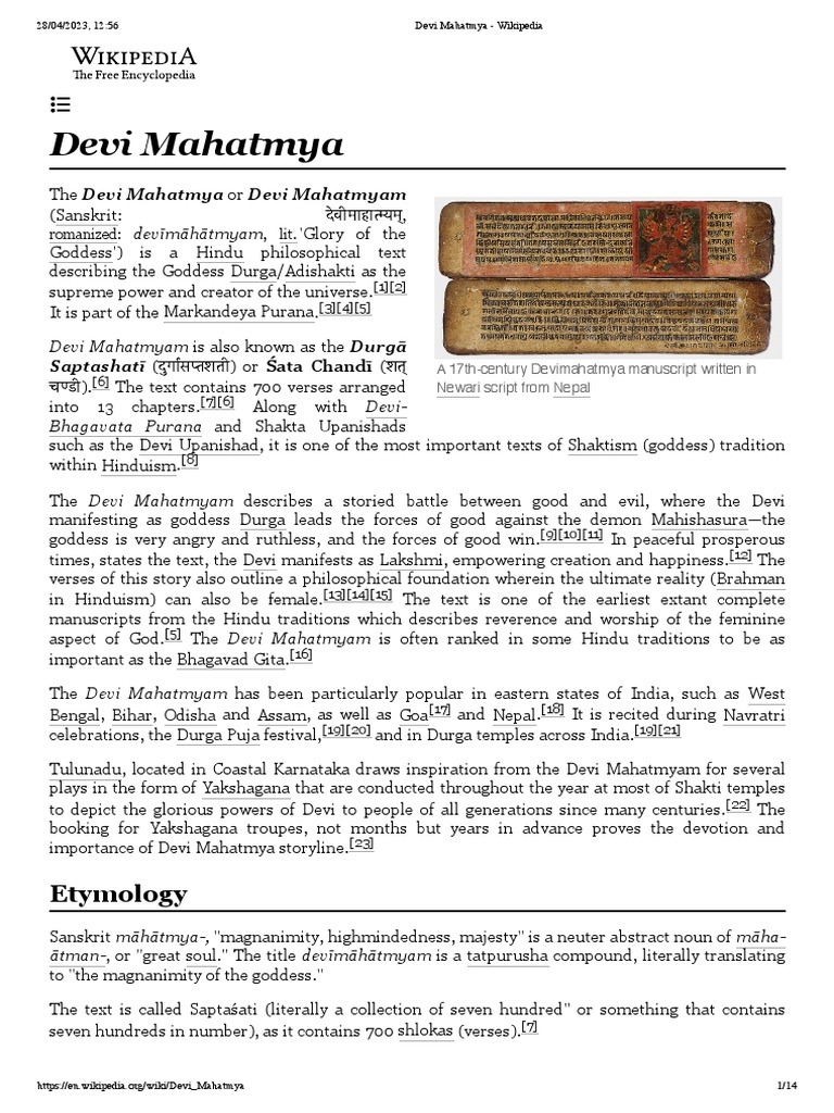 The Glory of the Goddess: A Concise Guide to the Devi Mahatmyam | PDF ...