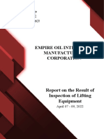 Empire Oil Integrated Manufacturing Corporation: Report On The Result of Inspection of Lifting Equipment