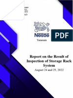 Report On The Result of Inspection of Storage Rack System: Tanauan