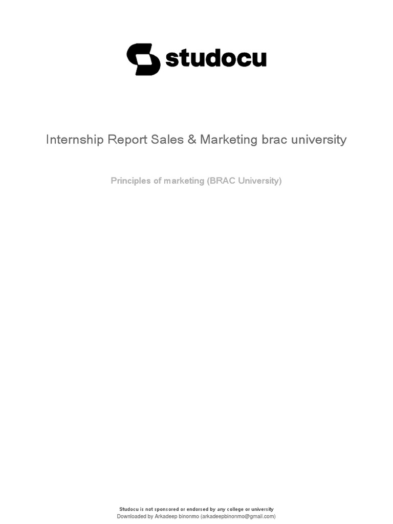 Internship report sales marketing brac university internship report