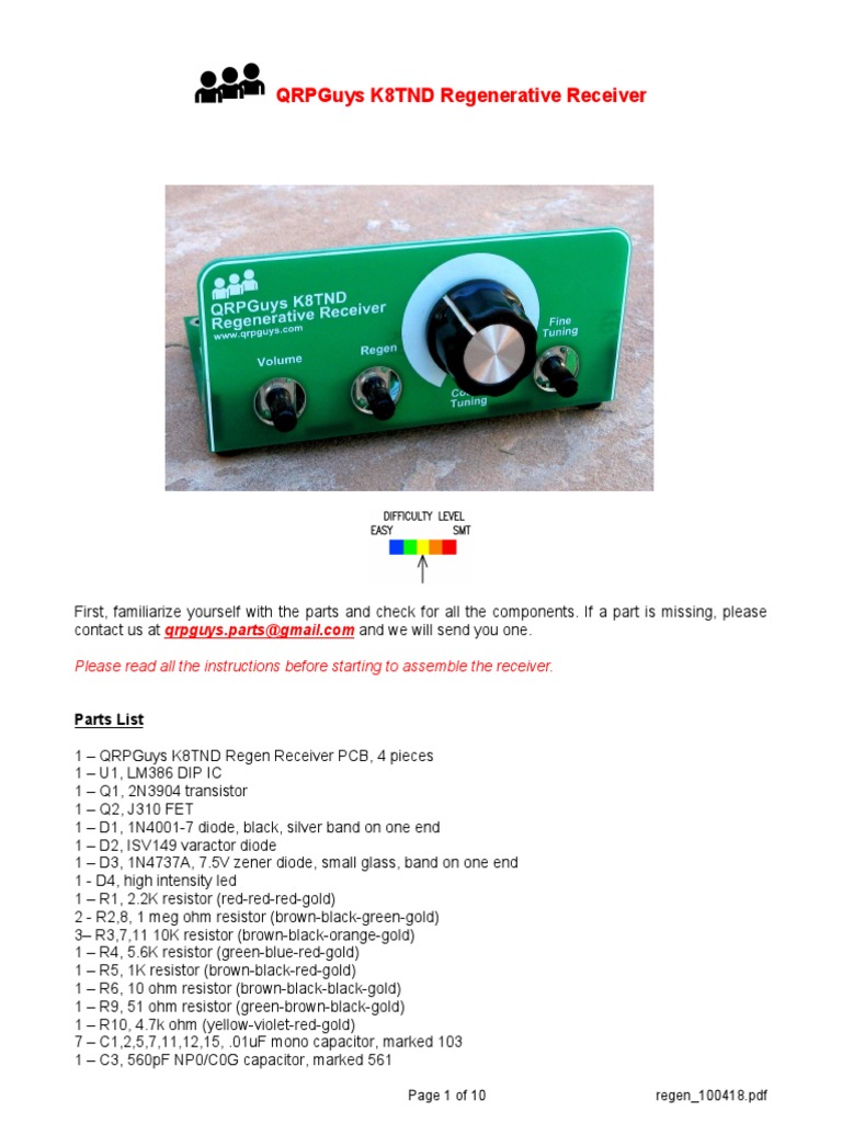 Qrpguys k8tnd regenerative receiver please read all the instructions