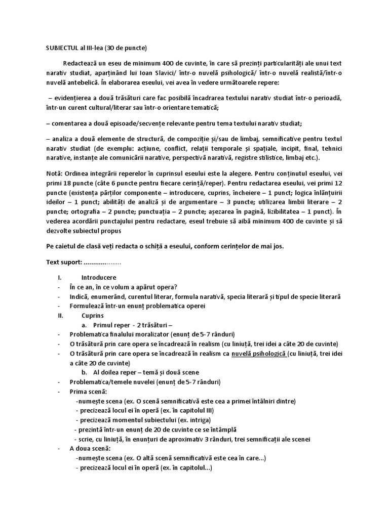 Subiectul III | PDF