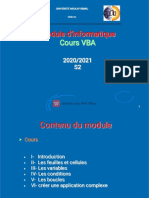 Module D'informatique Module D'informatique Cours VBA Cours VBA