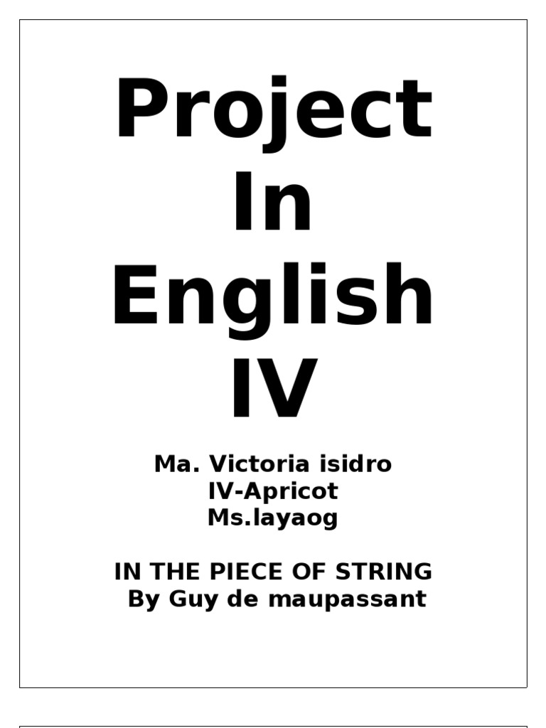 The Piece of String: Market Day Mystery | PDF | Guy De Maupassant ...