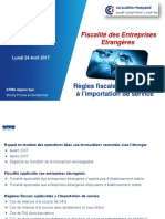 Fiscalité Des Entreprises Etrangères: Règles Fiscales Applicables À L'importation de Service