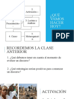 ¿Qué Vamos Hacer Hoy?: 1. Recordar La Clase Anterior - 2. Activación - 3. Presentación - 3. Lectura y Análisis