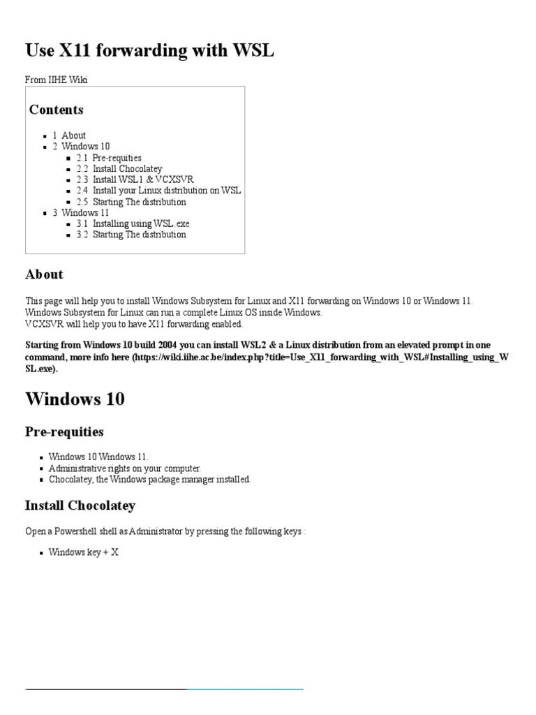 Use X11 Forwarding With WSL IIHE Wiki PDF Linux Sudo