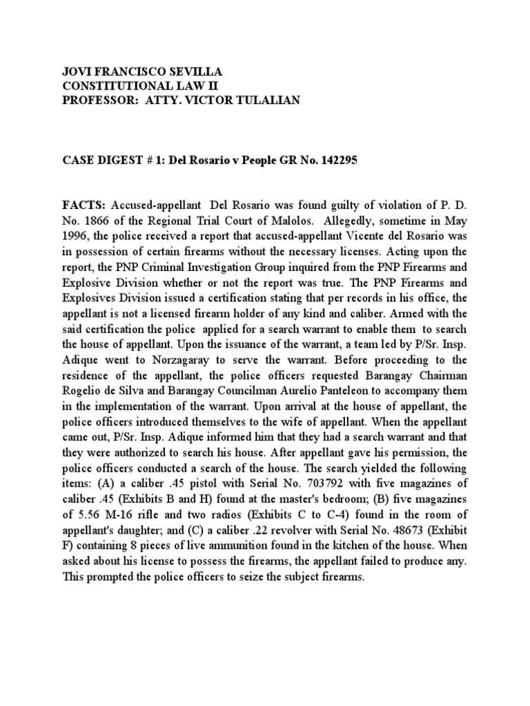 Legal Analysis: Search Warrant Cases | PDF | Search And Seizure ...