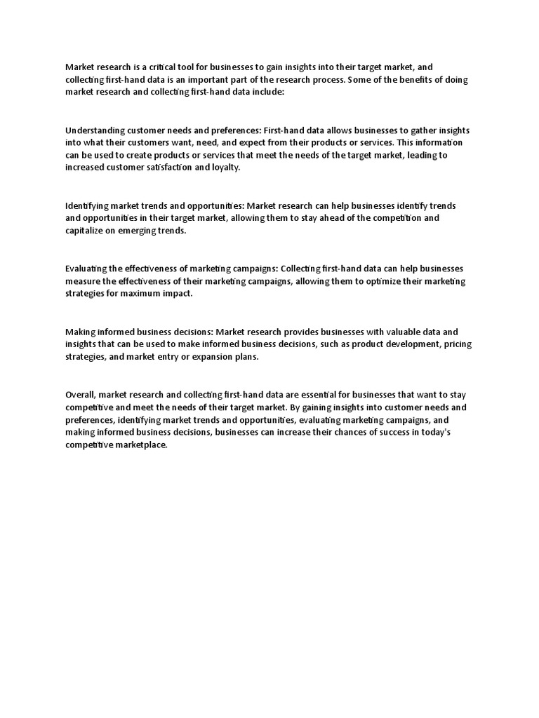 Benefits Of Market Research