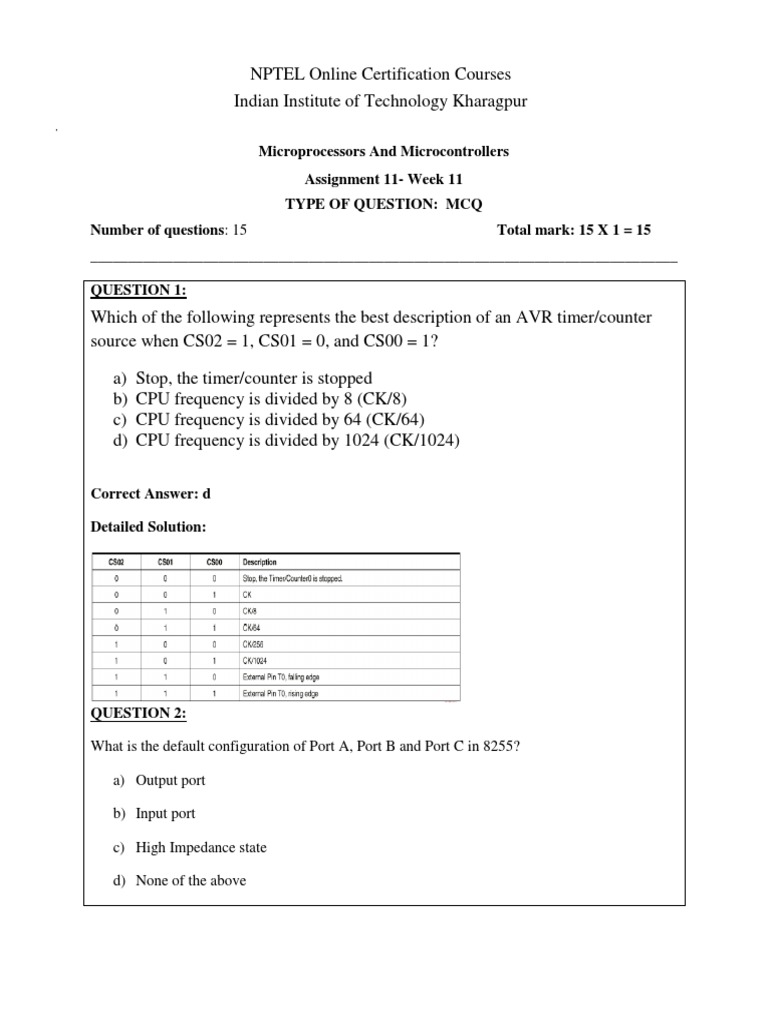 Microprocessors MCQ Assignment 11 | PDF | Digital Electronics ...