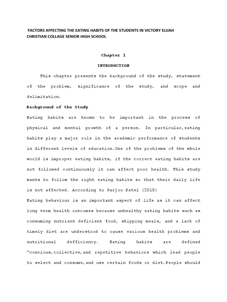 Factors Influencing Student Eating Habits | PDF | Diet (Nutrition ...