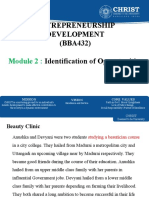 Entrepreneurship Development (BBA432) Identification of Opportunities