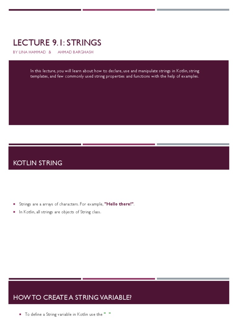 Lecture 9.1: Strings | PDF | Parameter (Computer Programming) | String ...