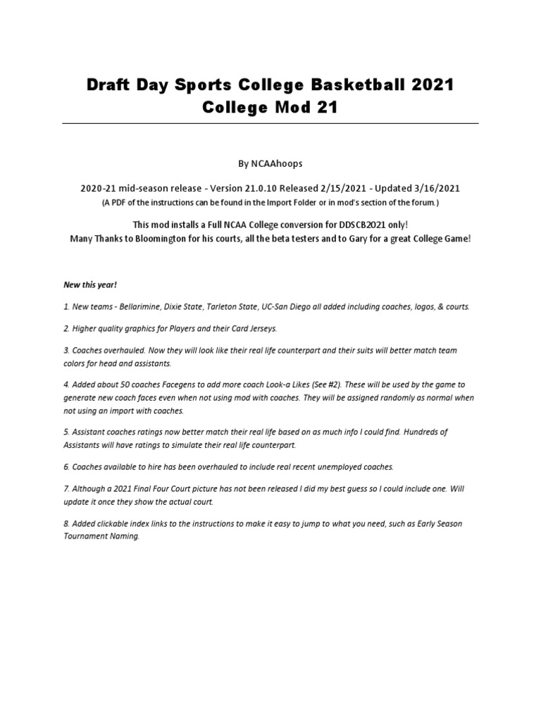 DDSC21 College Mod Instructions PDF Computing Software