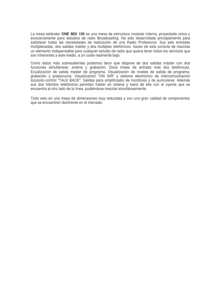Consola omb one mix 100 pdf auriculares micr fono