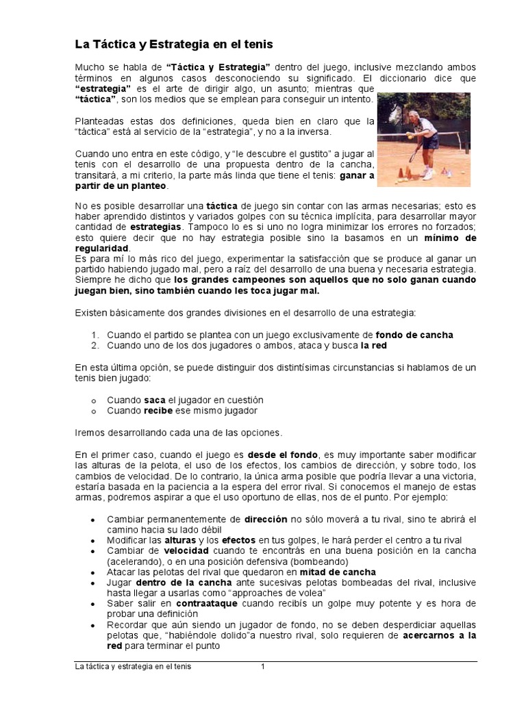 La Táctica y Estrategia en El Tenis PDF