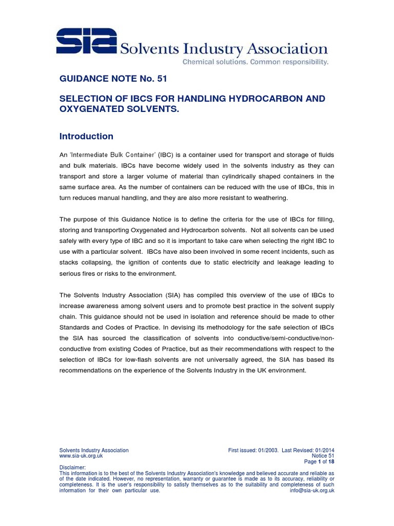 SIA Guidance Note 51 IBCs April 2014 | PDF | Dangerous Goods ...
