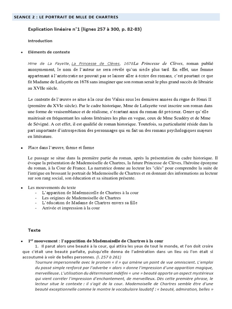 Portrait de Mlle de Chartres en Cour | PDF | Romans | Linguistique