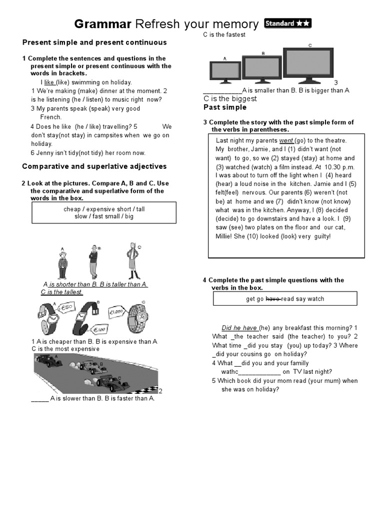 Grammar Guide: Tenses and Vocabulary | PDF | Adjective | Linguistic ...