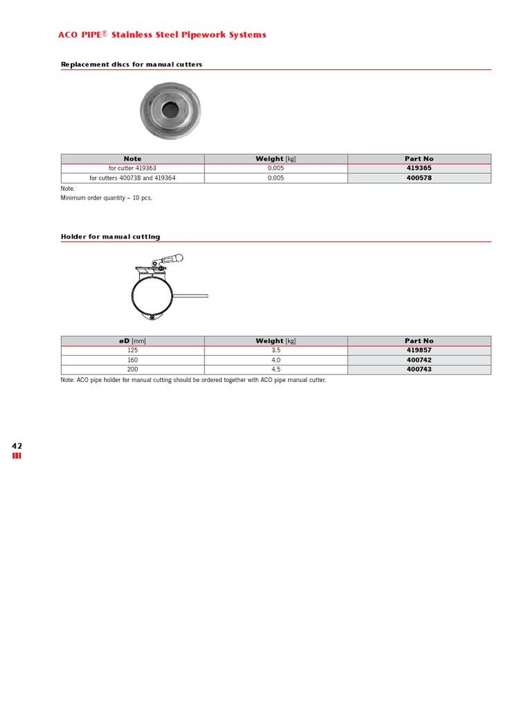 ACO Stainless Pipe Installation and Maintenance Instructions 2022 PDF