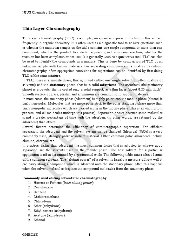 Thin Layer Chromatography | PDF | Thin Layer Chromatography ...