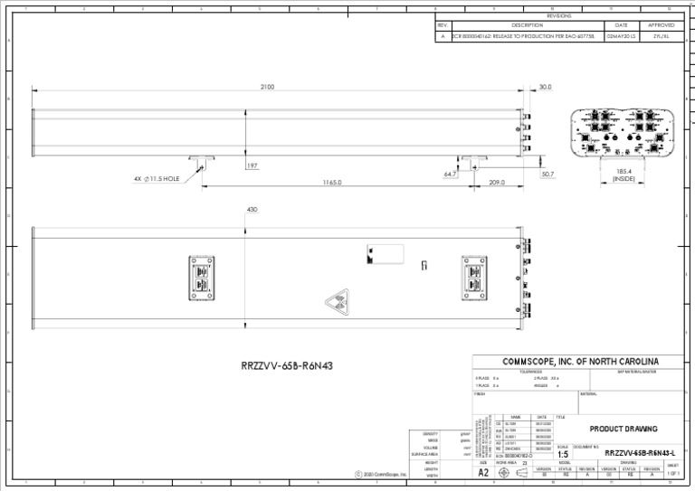 RRZZVV-65B-R6N43 Product Drawing | PDF | Metrology