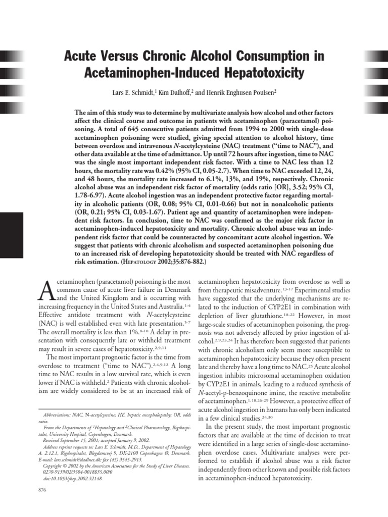 Acute Versus Chronic Alcohol Consumption in AcetaminophenInduced Hepatotoxicity PDF