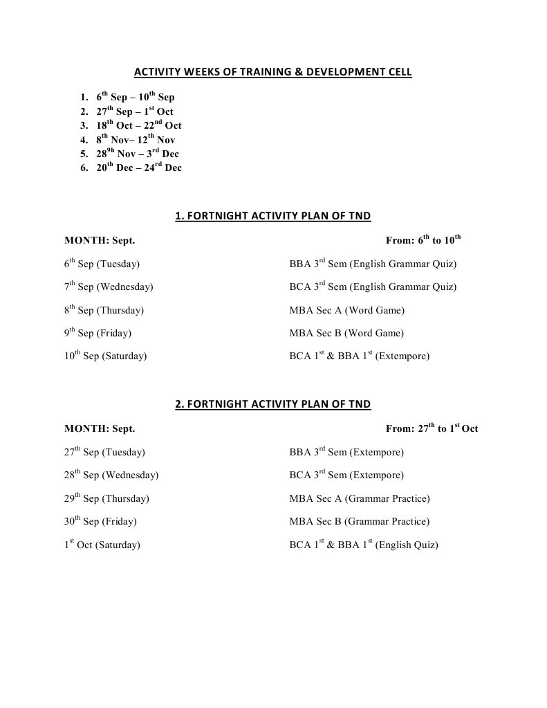 Activity Weeks | PDF