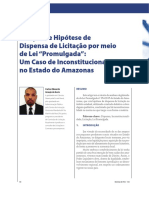 Criação de Hipótese de Dispensa de Licitação Por Meio de Lei "Promulgada": Um Caso de Inconstitucionalidade No Estado Do Amazonas