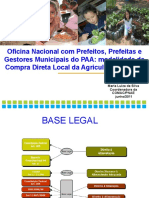 Oficina Nacional Com Prefeitos, Prefeitas e Gestores Municipais Do PAA: Modalidade de Compra Direta Local Da Agricultura Familiar