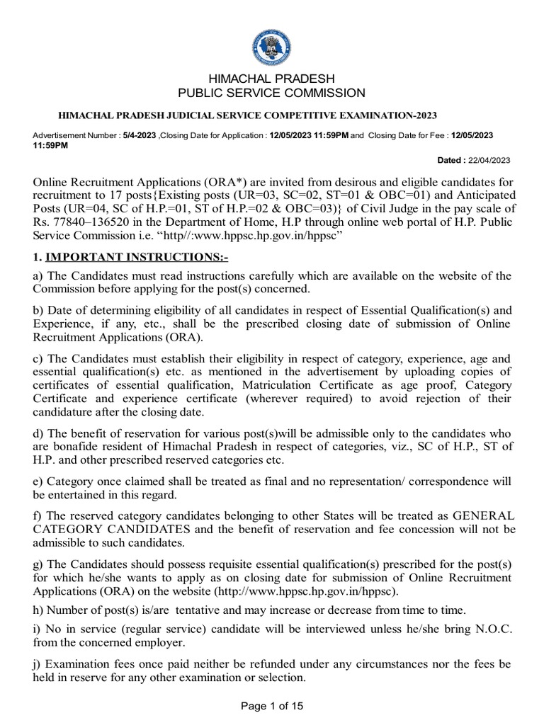 important-instructions-himachal-pradesh-judicial-service-competitive