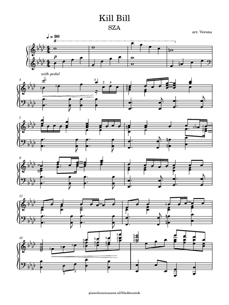 Kill Bill Piano Cover - Sza | PDF