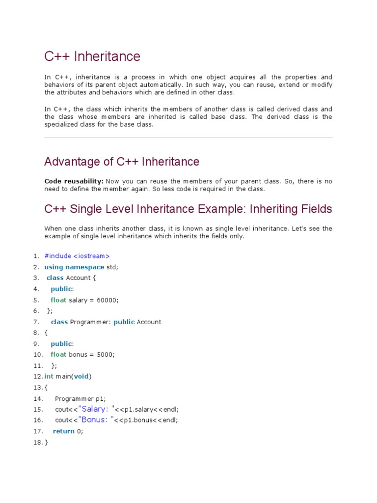 Advantage of c inheritance pdf inheritance object oriented