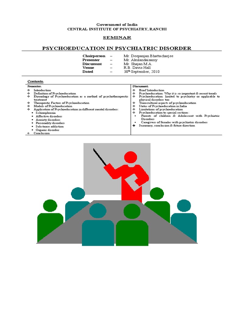 PSYCHOEDUCATION IN PSYCHIATRIC DISORDER (1) | PDF | Mental Disorder ...