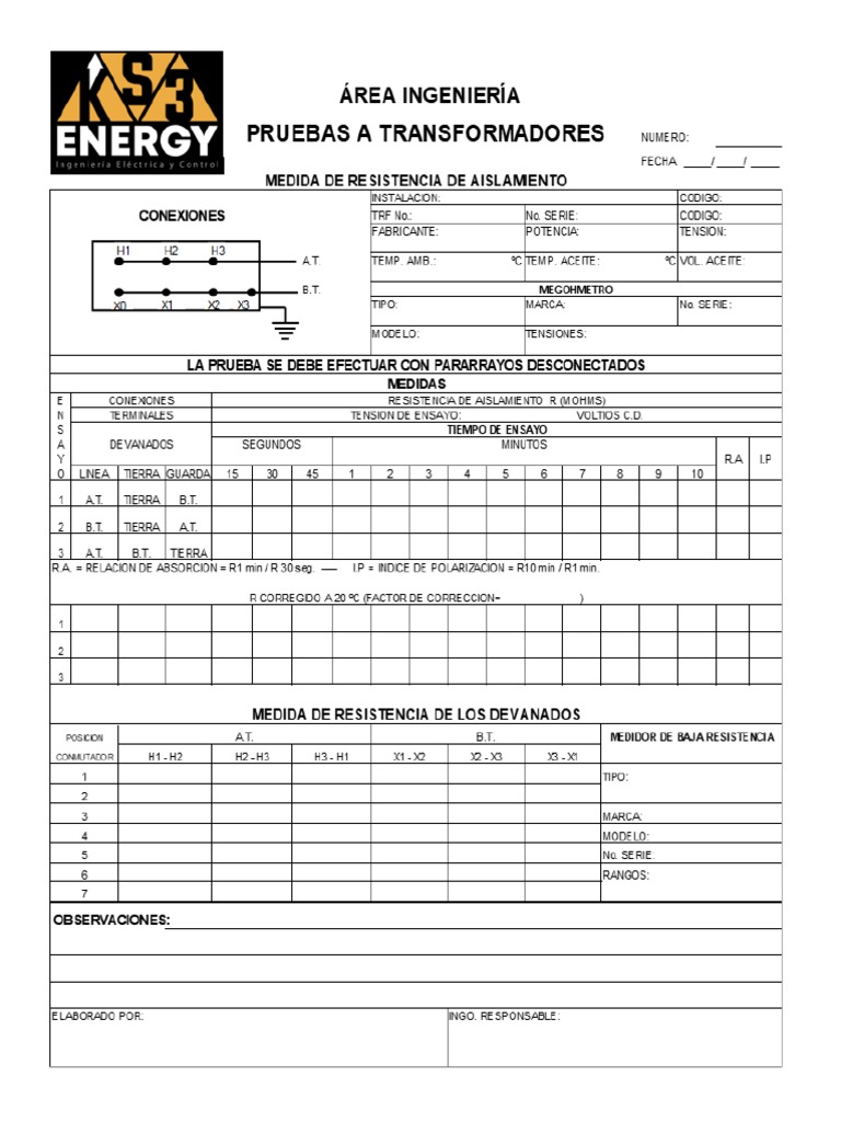 Formato para prueba de aislamiento pdf