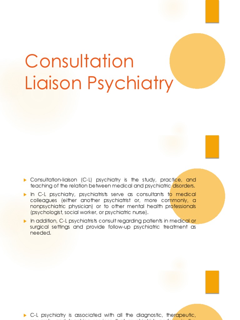 Consultation Liaison Psychiatry PDF Psychiatry Mental Disorder