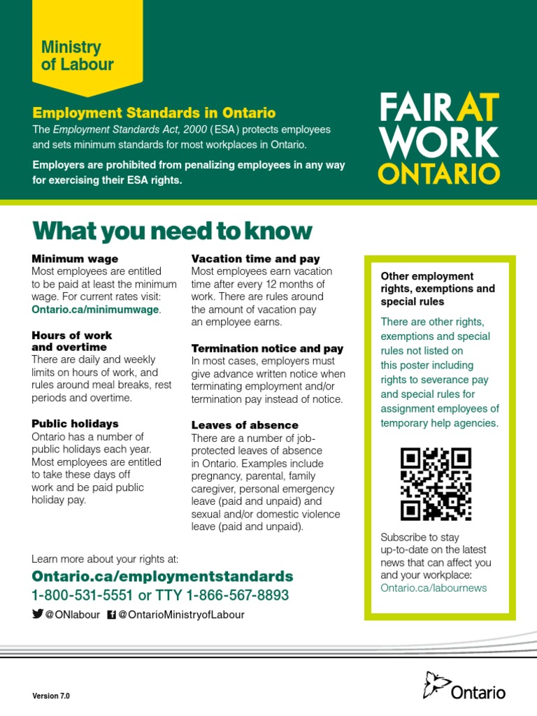 Ontario Employment Standards | PDF | Employment | Overtime